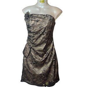 ABS by Allen Schwartz Strapless Black Lace Mini Dress